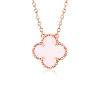 [Ornora Jewelry]CLOVER 15MM PINK MOTHER-OF-PEARL SINGLE FLOWER NECKLACE