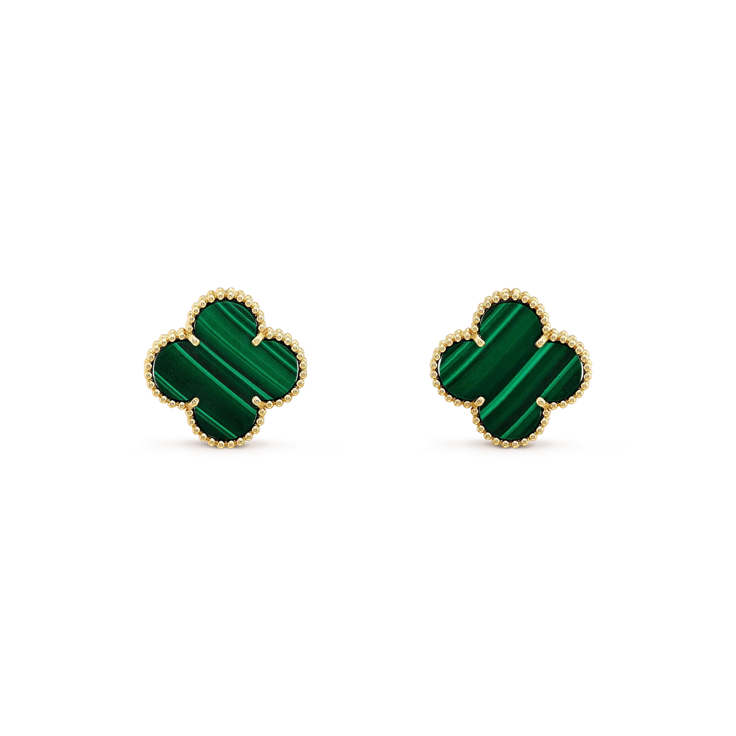 [Ornora Jewelry]CLOVER MINI 9.5MM MALACHITE  EARRINGS