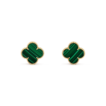 [Ornora Jewelry]CLOVER MINI 9.5MM MALACHITE  EARRINGS