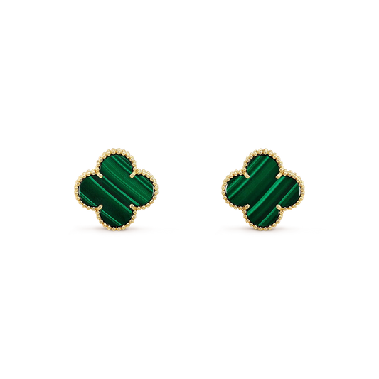 [Ornora Jewelry]CLOVER MINI 9.5MM MALACHITE  EARRINGS
