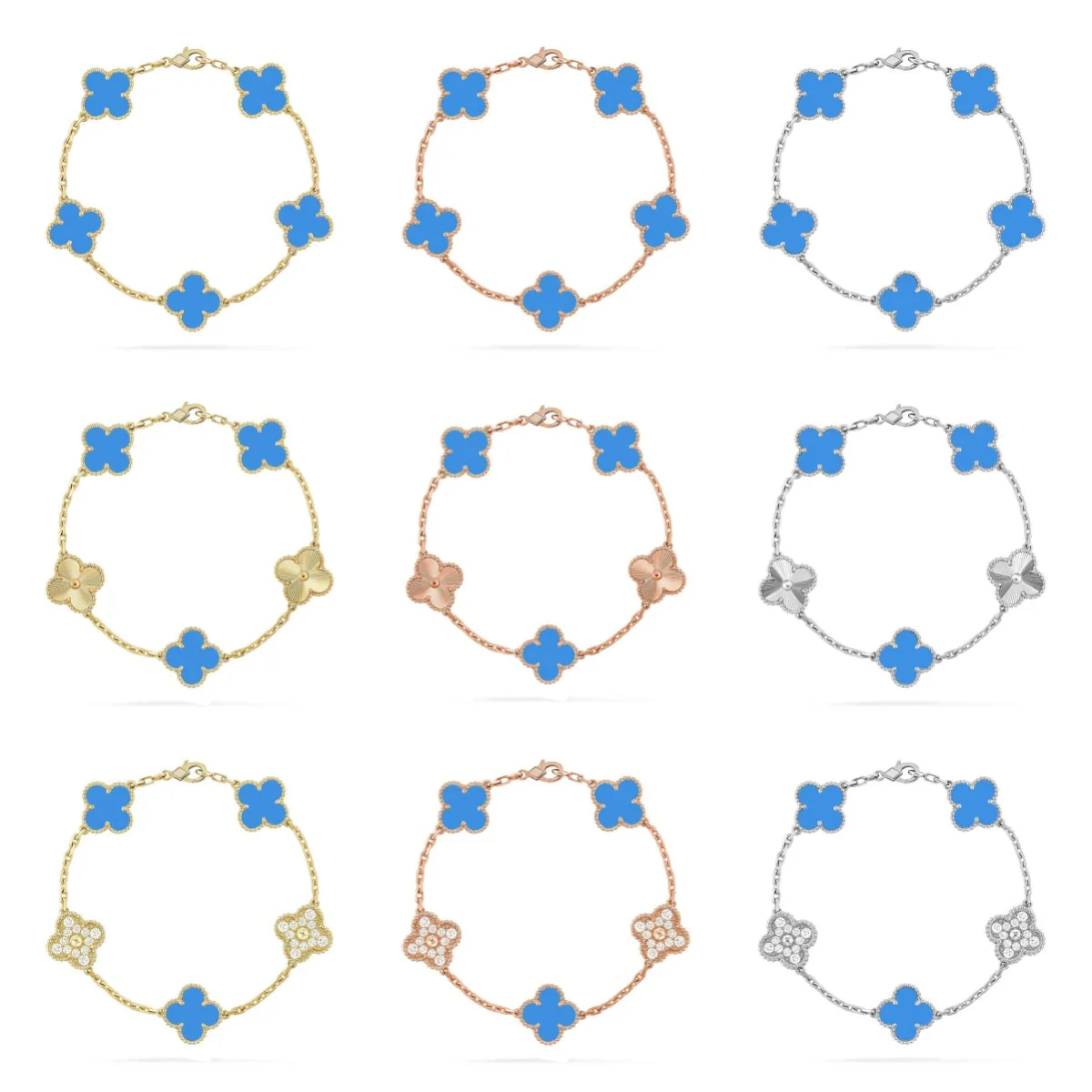 [Ornora Jewelry] CLOVER 5 MOTIF BLUE AGATE BRACELET COLLECTION