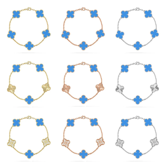 [Ornora Jewelry] CLOVER 5 MOTIF BLUE AGATE BRACELET COLLECTION