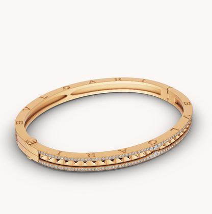[Ornora Jewelry]ZERO 1 SPIRAL AND PAVED DIAMOND GOLD BRACELET