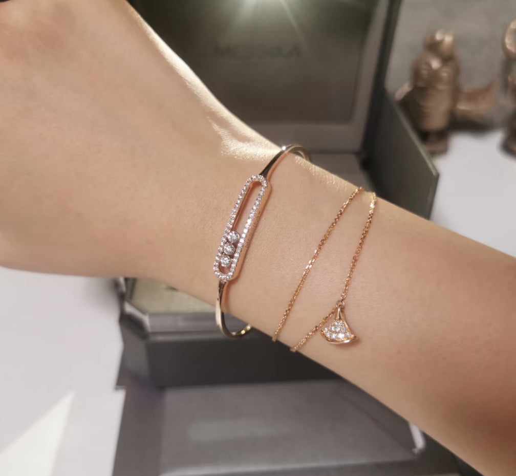 [Ornora Jewelry]Move Pavé Diamond Bangle Bracelet M