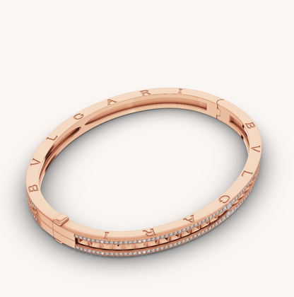 [Ornora Jewelry]ZERO 1 SPIRAL AND PAVED DIAMOND PINK GOLD BRACELET