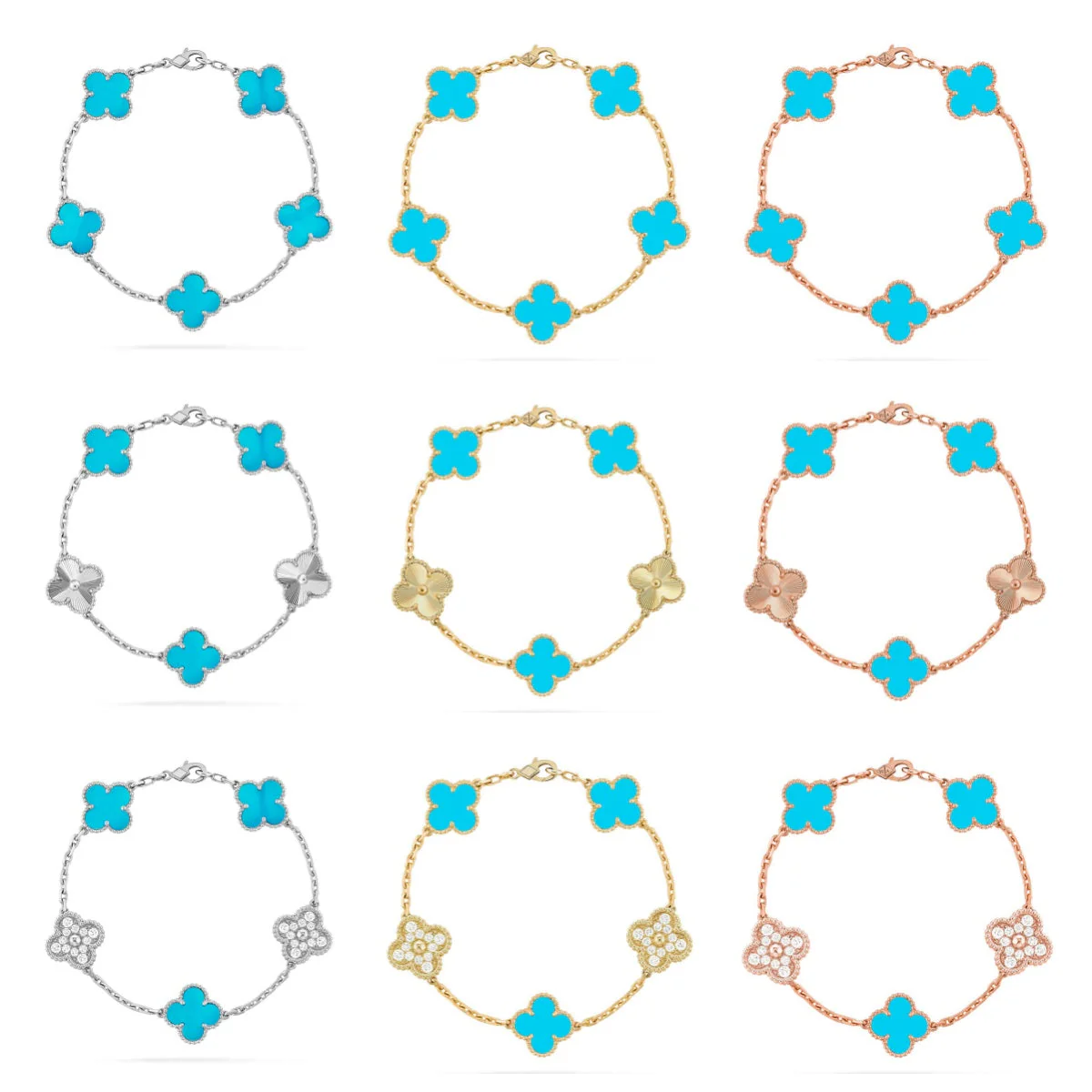 [Ornora Jewelry] CLOVER 5 MOTIF TURQUOISE BRACELET COLLECTION