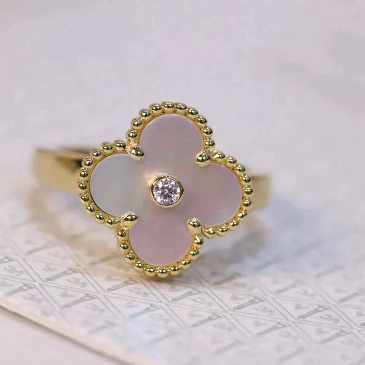 [Ornora Jewelry]CLOVER PINK MOP RING GOLD DIAMOND