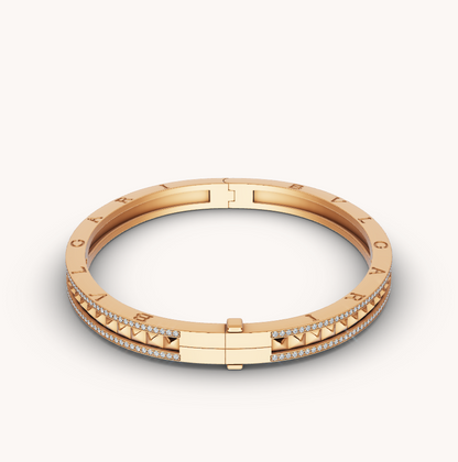 [Ornora Jewelry]ZERO 1 SPIRAL AND PAVED DIAMOND GOLD BRACELET