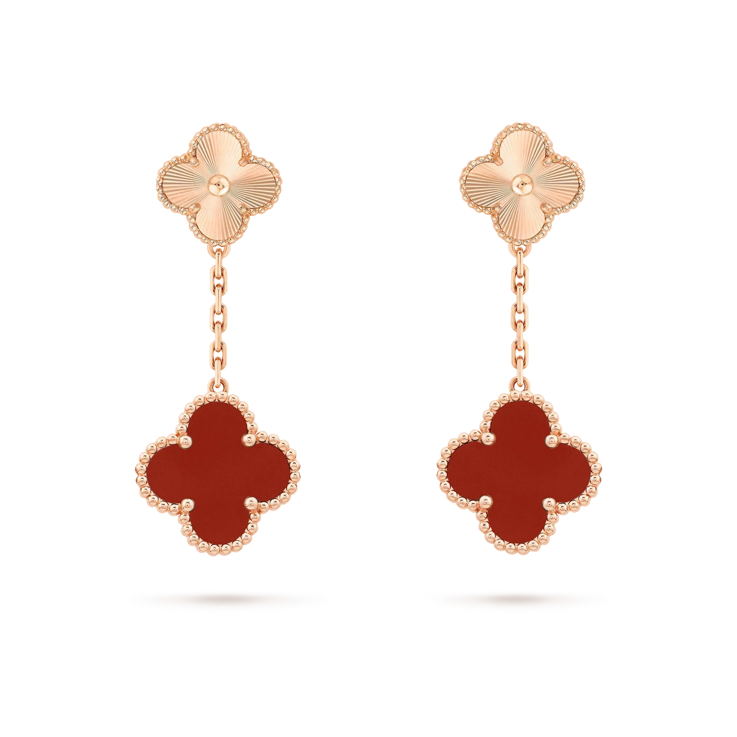 [Ornora Jewelry]CLOVER 2 MOTIF  LASER CARNELIAN EARRINGS
