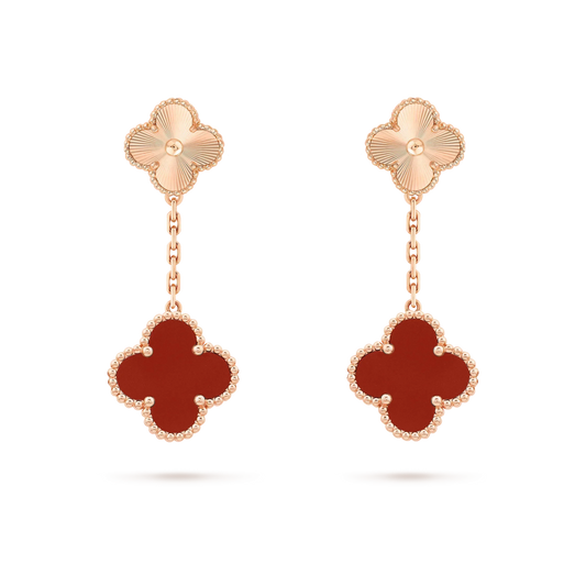 [Ornora Jewelry]CLOVER 2 MOTIF  LASER CARNELIAN EARRINGS