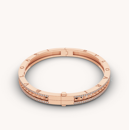 [Ornora Jewelry]ZERO 1 SPIRAL AND PAVED DIAMOND PINK GOLD BRACELET