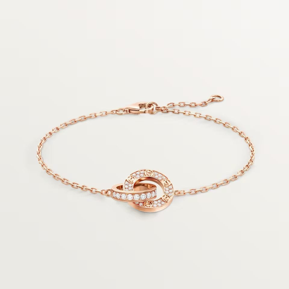 [Ornora Jewelry]LOVE DOUBLE RING FULL DIAMOND BRACELET