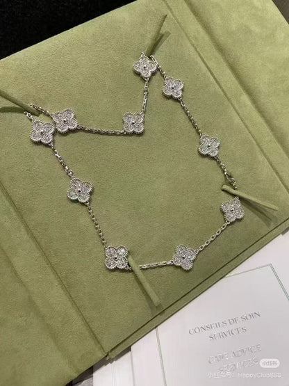 [Ornora Jewelry]CLOVER 10 MOTIFS  FULL DIAMOND NECKLACE