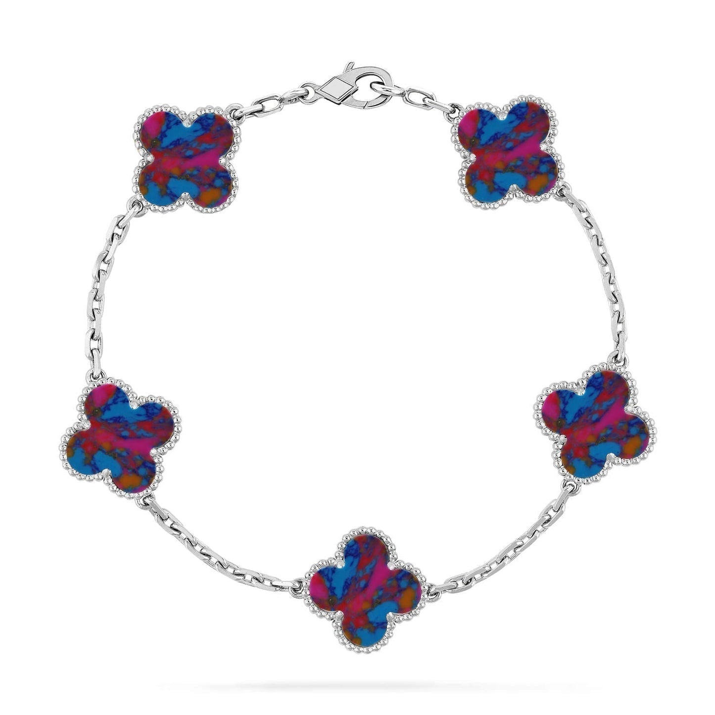 [Ornora Jewelry]CLOVER 5 MOTIF COLOR GEMSTONES BRACELET COLLECTION
