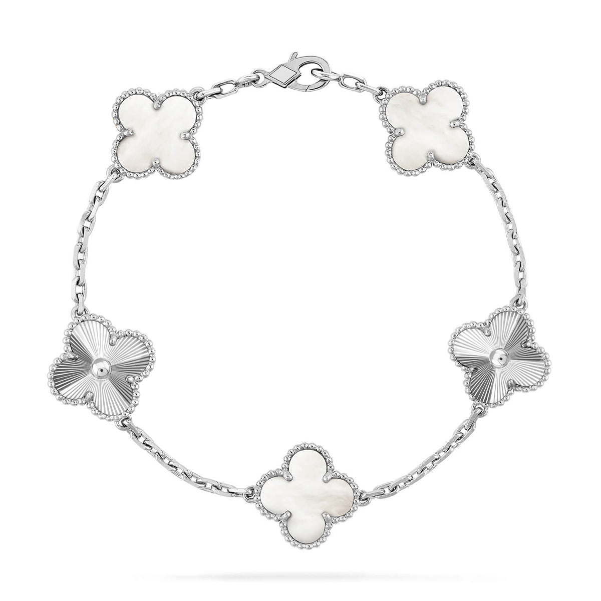 [Ornora Jewelry]CLOVER WHITE PEARL MOP 5 MOTIF BRACELET COLLECTION
