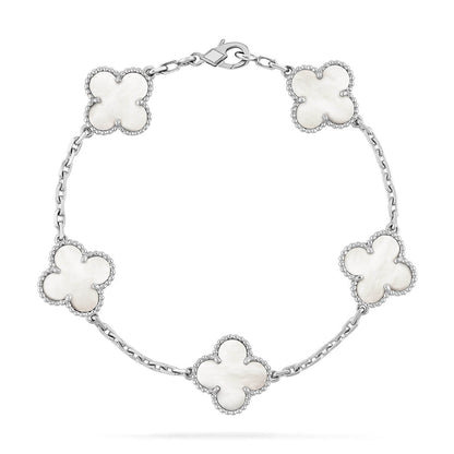 [Ornora Jewelry]CLOVER WHITE PEARL MOP 5 MOTIF BRACELET COLLECTION