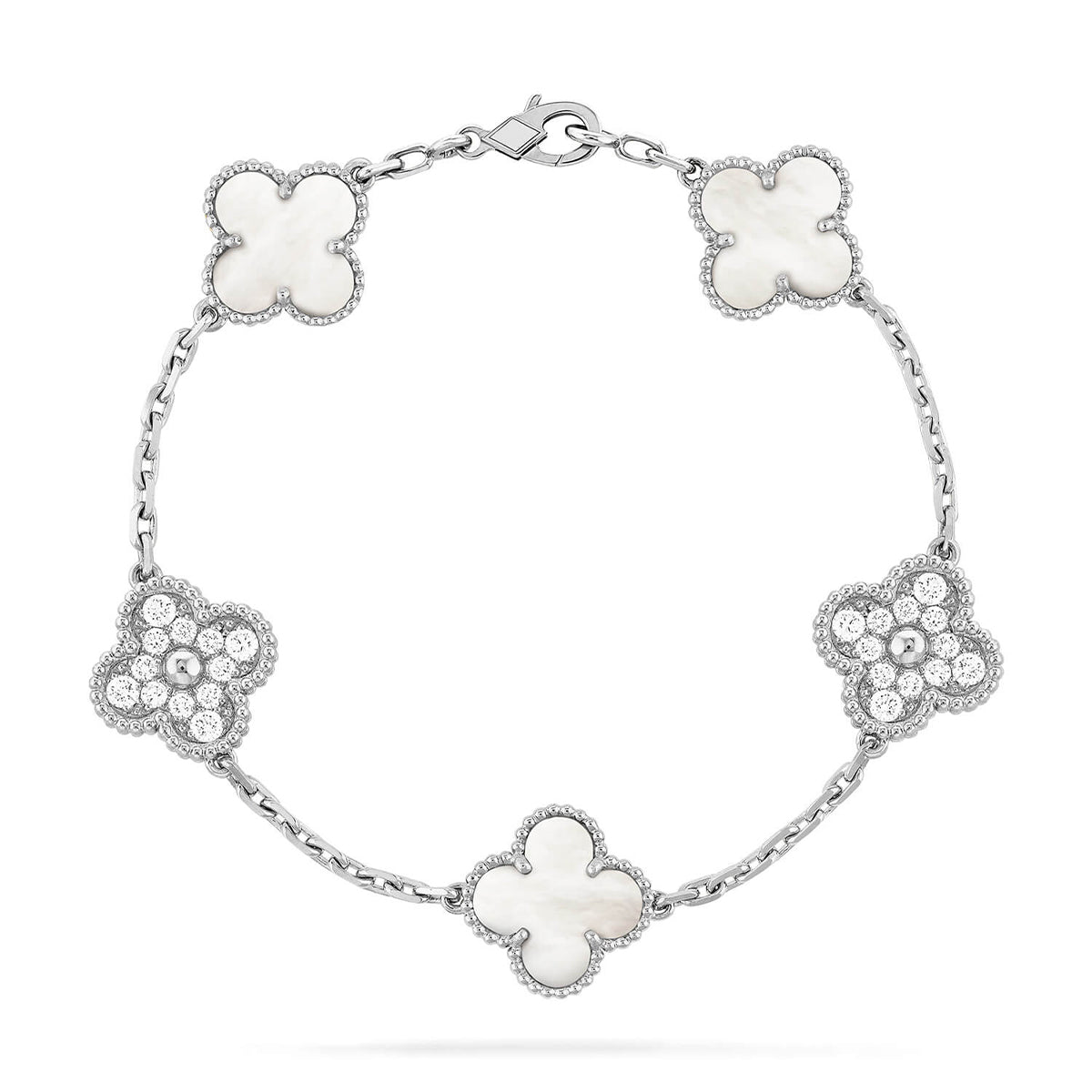 [Ornora Jewelry]CLOVER WHITE PEARL MOP 5 MOTIF BRACELET COLLECTION