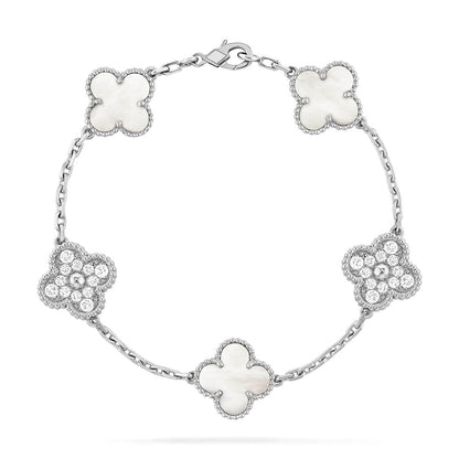 [Ornora Jewelry]CLOVER WHITE PEARL MOP 5 MOTIF BRACELET COLLECTION