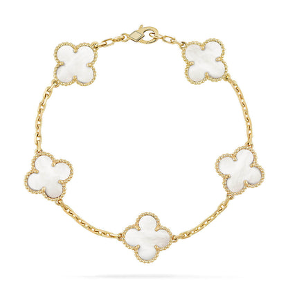 [Ornora Jewelry]CLOVER WHITE PEARL MOP 5 MOTIF BRACELET COLLECTION