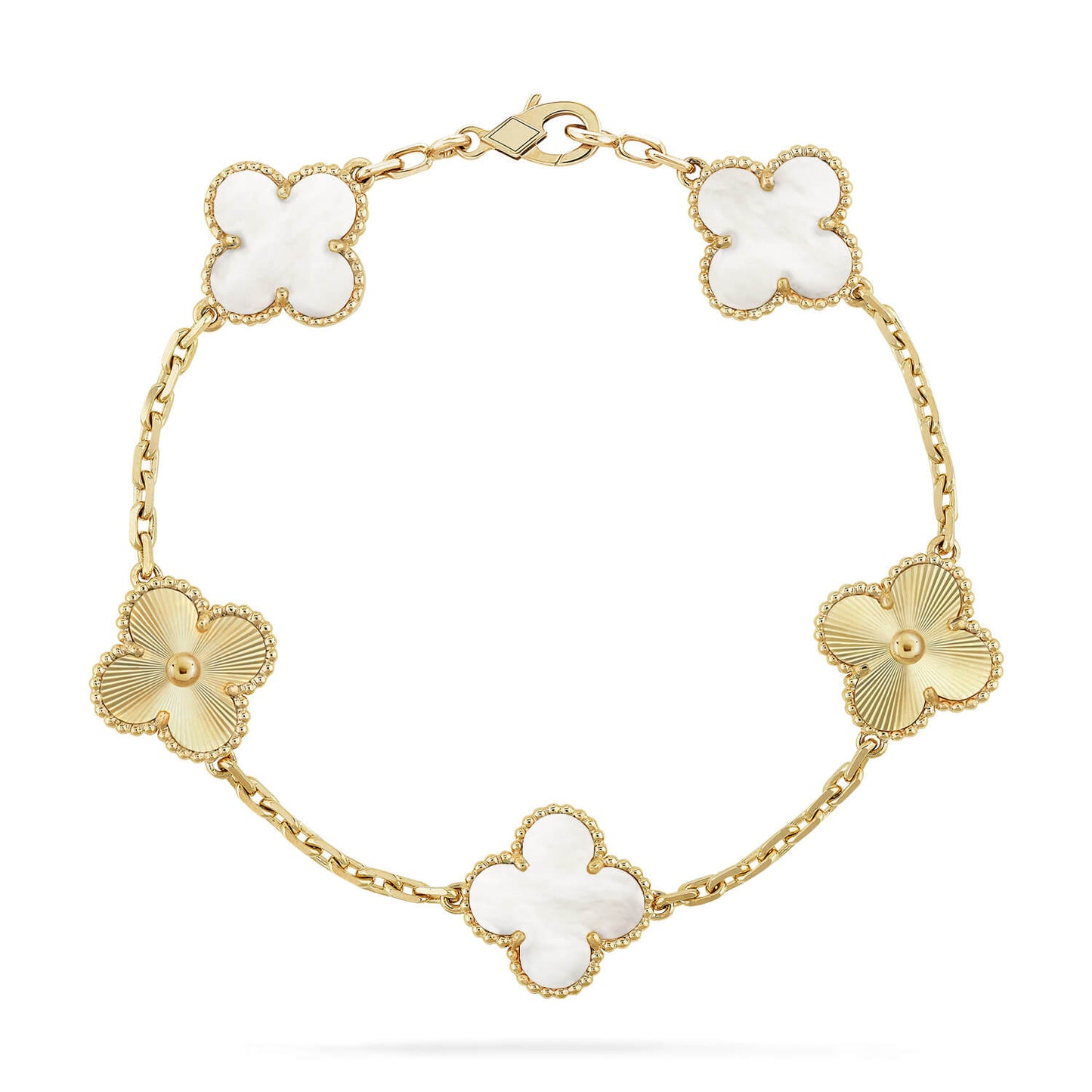[Ornora Jewelry]CLOVER WHITE PEARL MOP 5 MOTIF BRACELET COLLECTION
