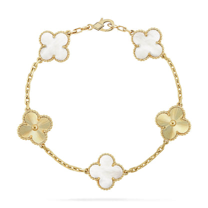 [Ornora Jewelry]CLOVER WHITE PEARL MOP 5 MOTIF BRACELET COLLECTION