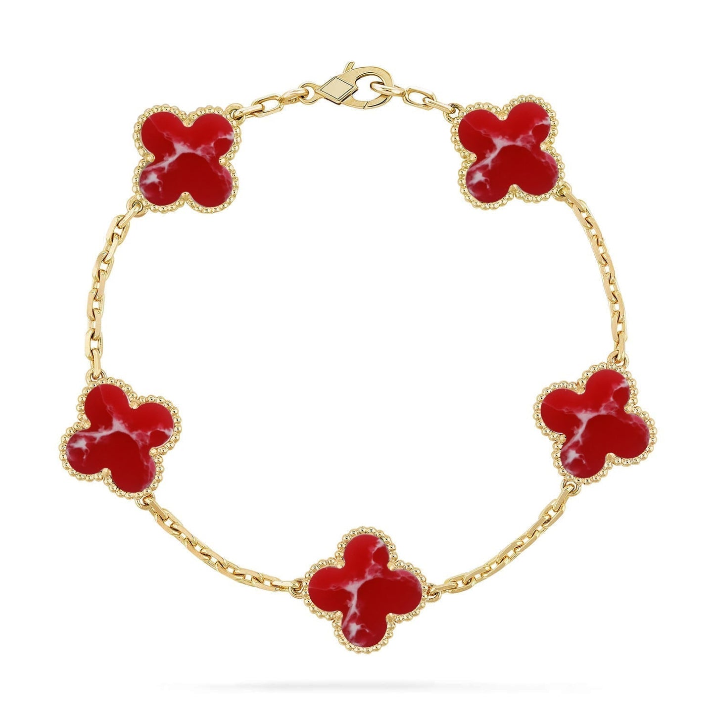 [Ornora Jewelry]CLOVER 5 MOTIF RED PATTERN BRACELET COLLECTION