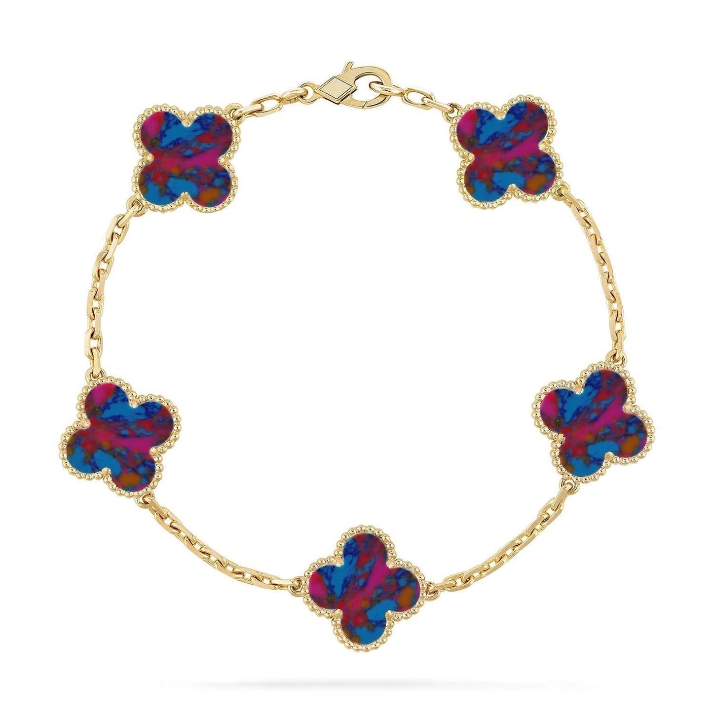 [Ornora Jewelry]CLOVER 5 MOTIF COLOR GEMSTONES BRACELET COLLECTION