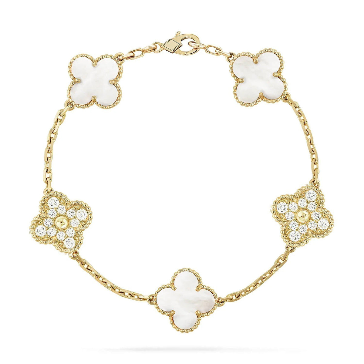 [Ornora Jewelry]CLOVER WHITE PEARL MOP 5 MOTIF BRACELET COLLECTION