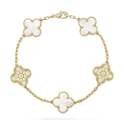 [Ornora Jewelry]CLOVER WHITE PEARL MOP 5 MOTIF BRACELET COLLECTION