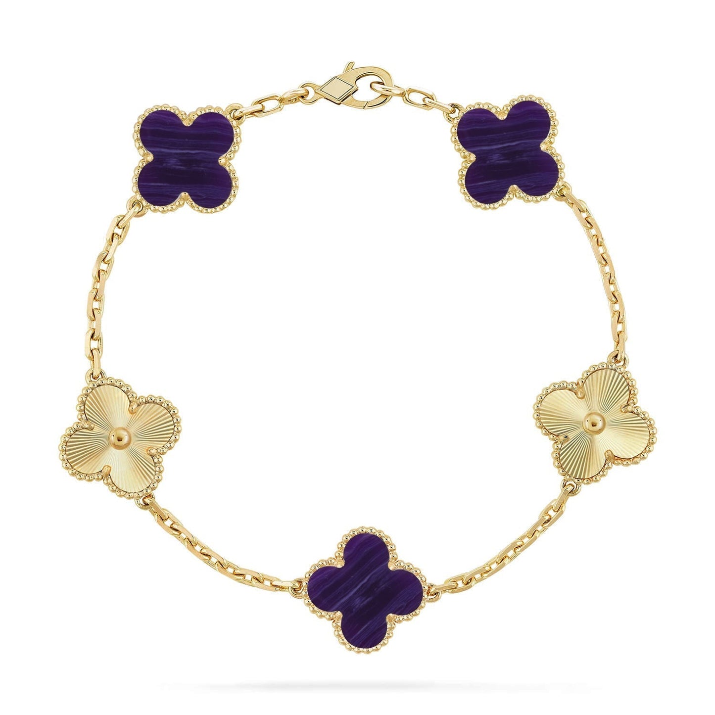 [Ornora Jewelry]CLOVER 5 MOTIF PURPLE STRIPES BRACELET COLLECTION