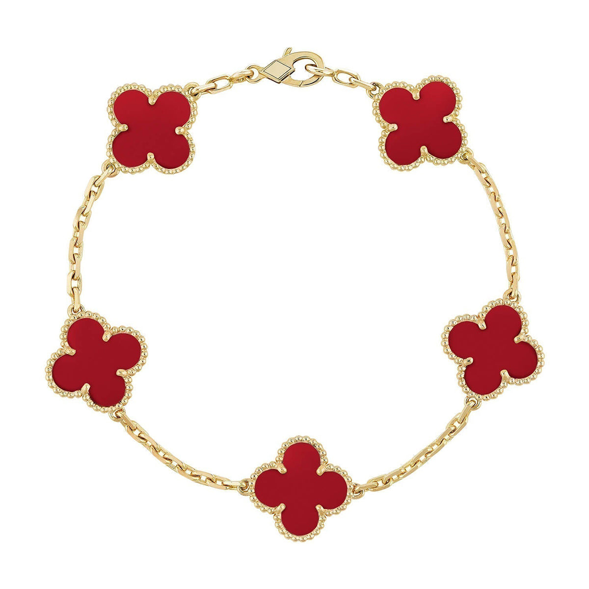 [Ornora Jewelry] CLOVER 5 MOTIF RED CORNELIAN BRACELET COLLECTION