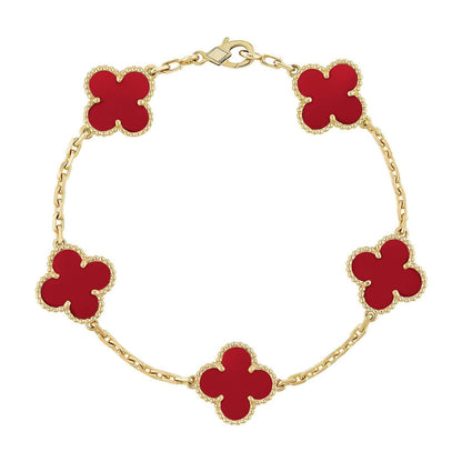 [Ornora Jewelry] CLOVER 5 MOTIF RED CORNELIAN BRACELET COLLECTION