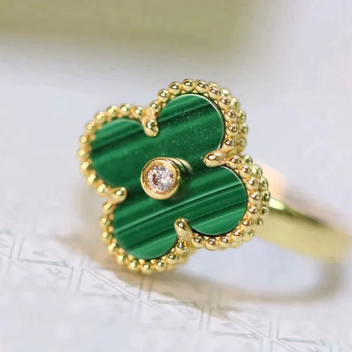 [Ornora Jewelry]CLOVER MALACHITE RING GOLD DIAMOND