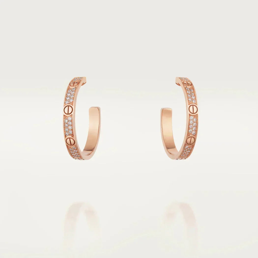 [Ornora Jewelry]LOVE EARRINGS 3.6MM DIAMOND PAVED