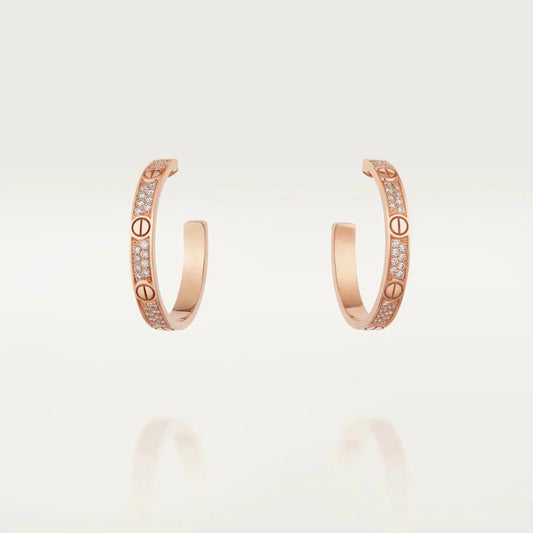 [Ornora Jewelry]LOVE EARRINGS 3.6MM DIAMOND PAVED