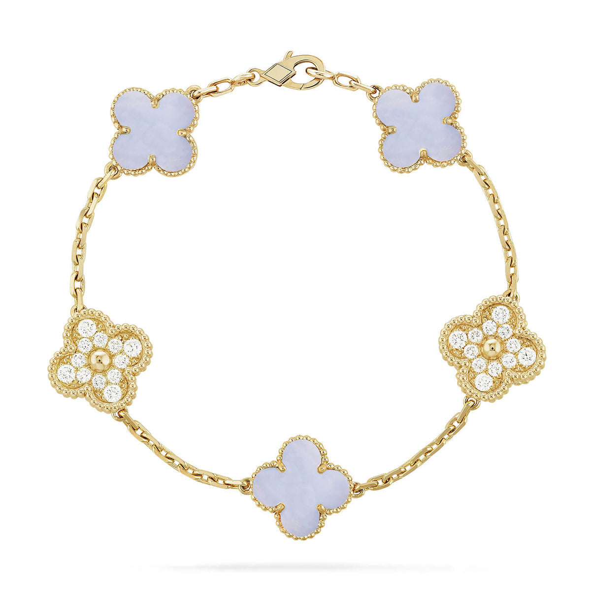 [Ornora Jewelry] CLOVER 5 MOTIF PURPLE CHALCEDONY BRACELET COLLECTION