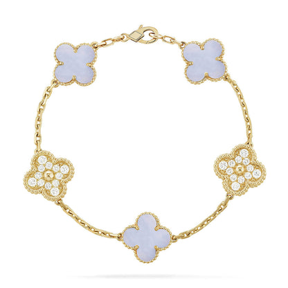 [Ornora Jewelry] CLOVER 5 MOTIF PURPLE CHALCEDONY BRACELET COLLECTION