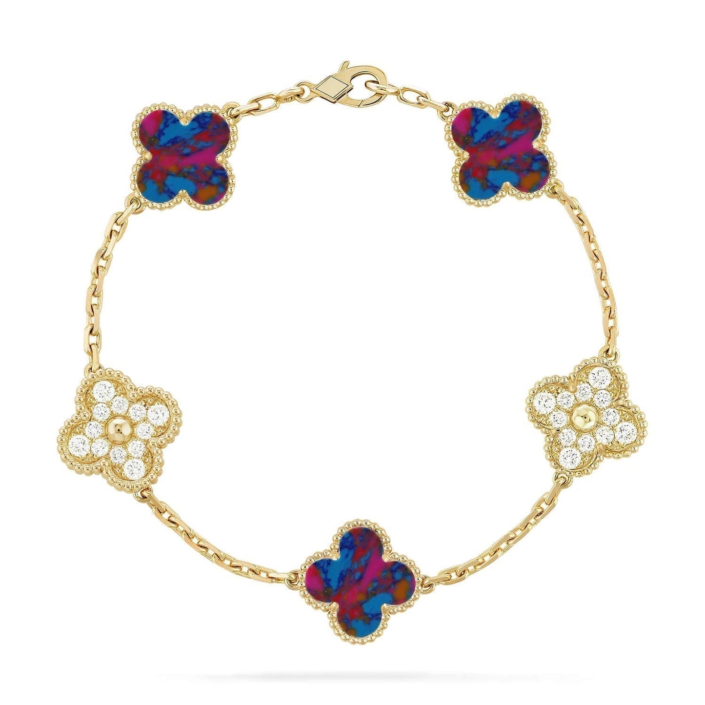 [Ornora Jewelry]CLOVER 5 MOTIF COLOR GEMSTONES BRACELET COLLECTION