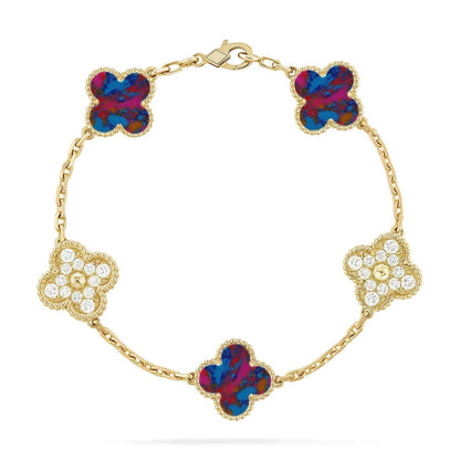 [Ornora Jewelry]CLOVER 5 MOTIF COLOR GEMSTONES BRACELET COLLECTION
