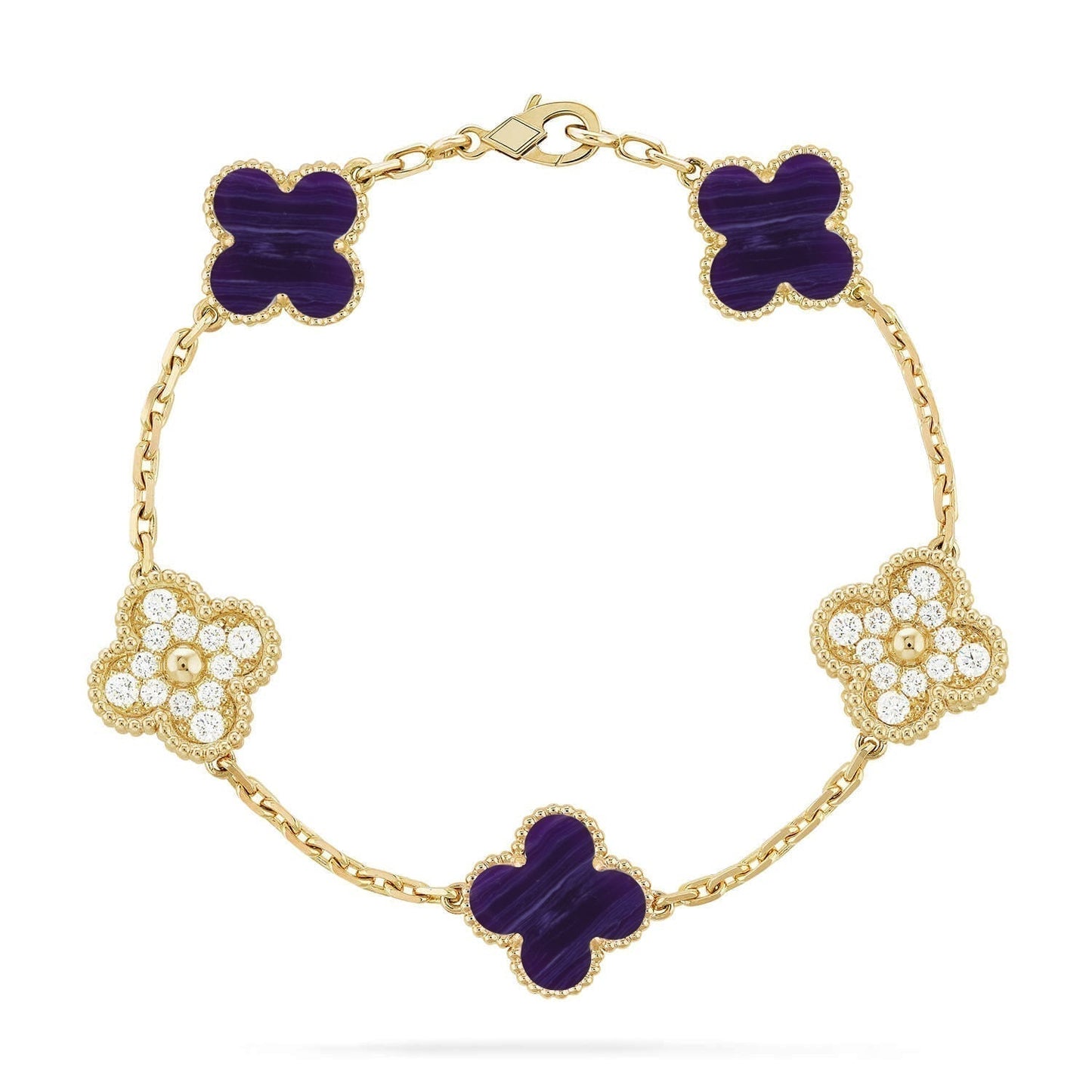 [Ornora Jewelry]CLOVER 5 MOTIF PURPLE STRIPES BRACELET COLLECTION