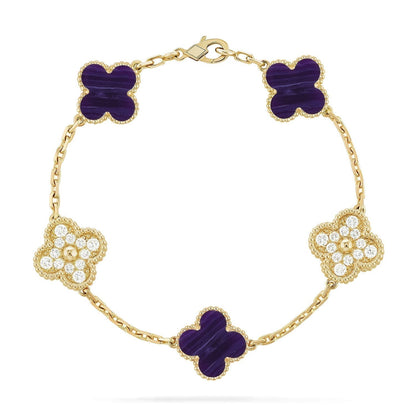 [Ornora Jewelry]CLOVER 5 MOTIF PURPLE STRIPES BRACELET COLLECTION