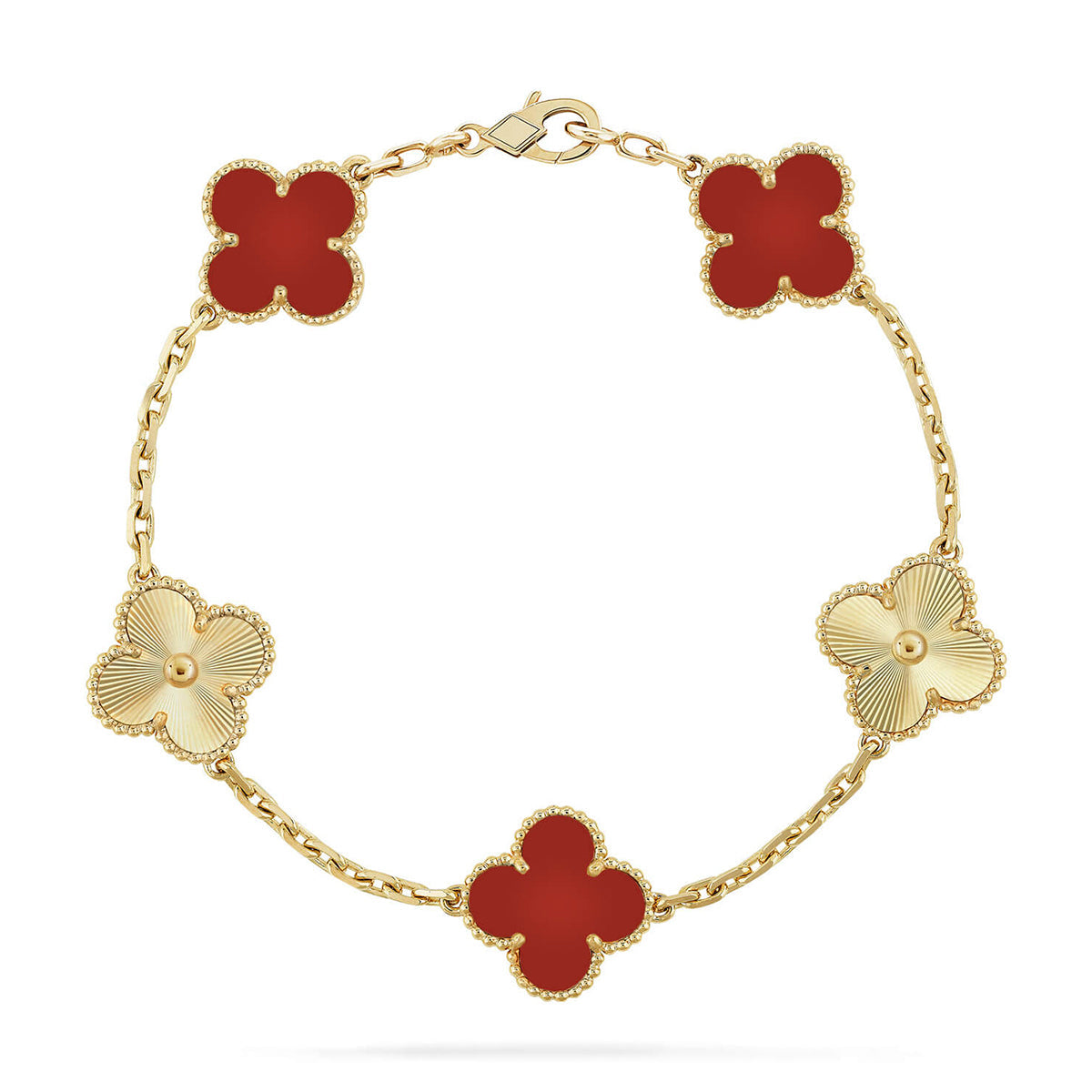 [Ornora Jewelry] CLOVER 5 MOTIF RED CORNELIAN BRACELET COLLECTION