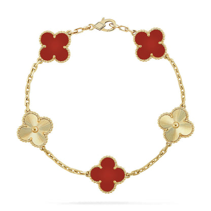 [Ornora Jewelry] CLOVER 5 MOTIF RED CORNELIAN BRACELET COLLECTION