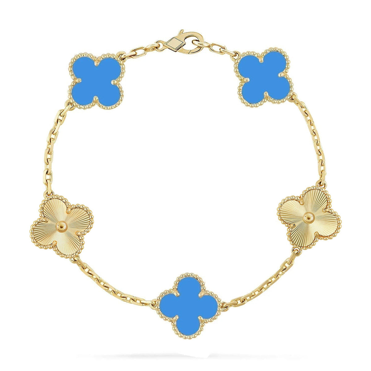 [Ornora Jewelry] CLOVER 5 MOTIF BLUE AGATE BRACELET COLLECTION