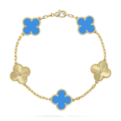 [Ornora Jewelry] CLOVER 5 MOTIF BLUE AGATE BRACELET COLLECTION