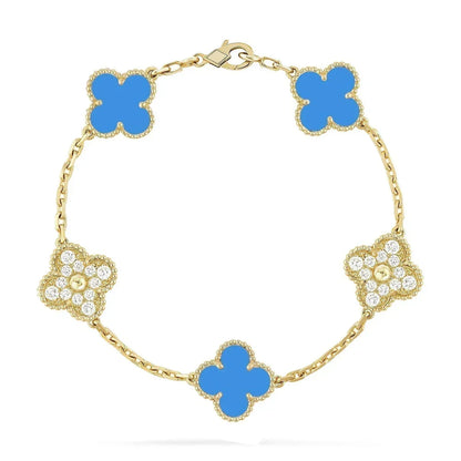 [Ornora Jewelry] CLOVER 5 MOTIF BLUE AGATE BRACELET COLLECTION