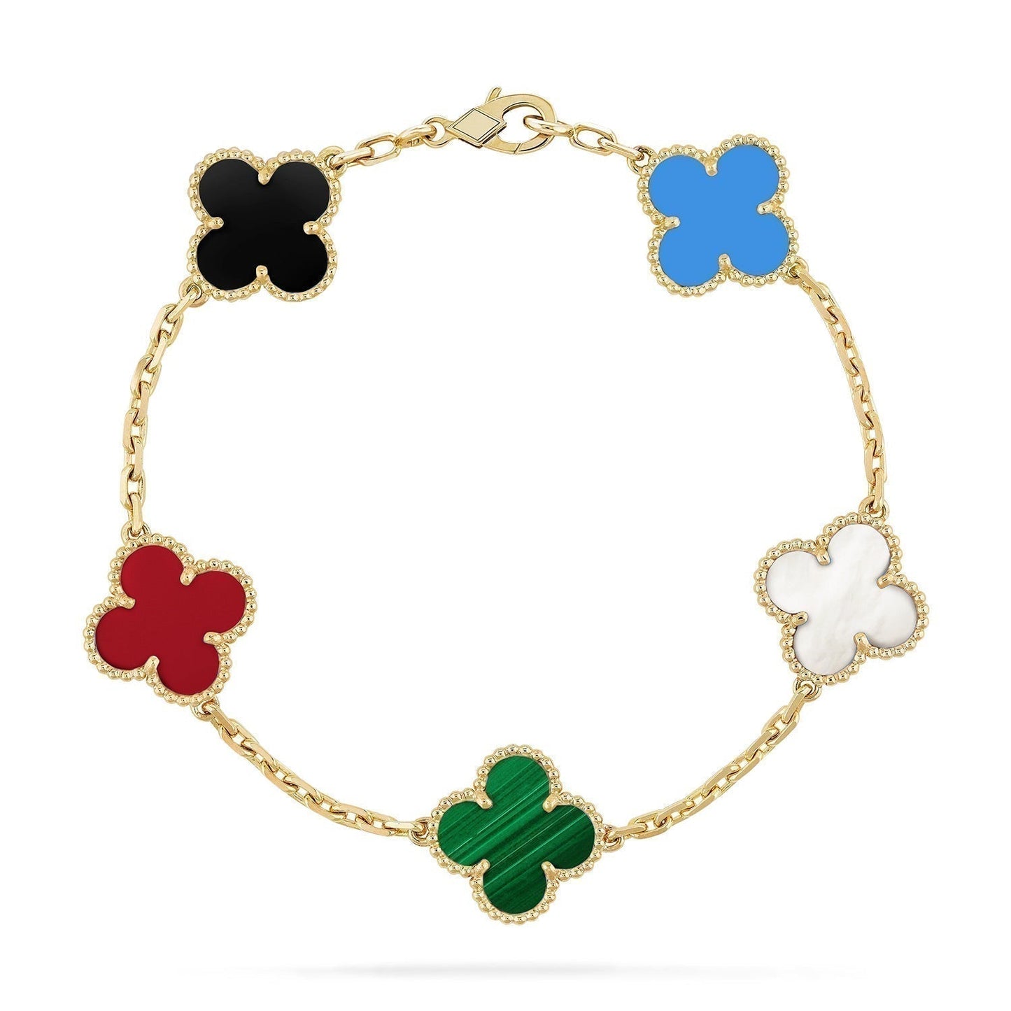 [Ornora Jewelry]CLOVER 5 MOTIFS MULTICOLOR BRACELET