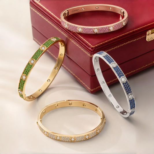 [Ornora Jewelry]2026 PAVE GEMSTONE LOVE BRACELET 6.1MM 10 DIAMONDS
