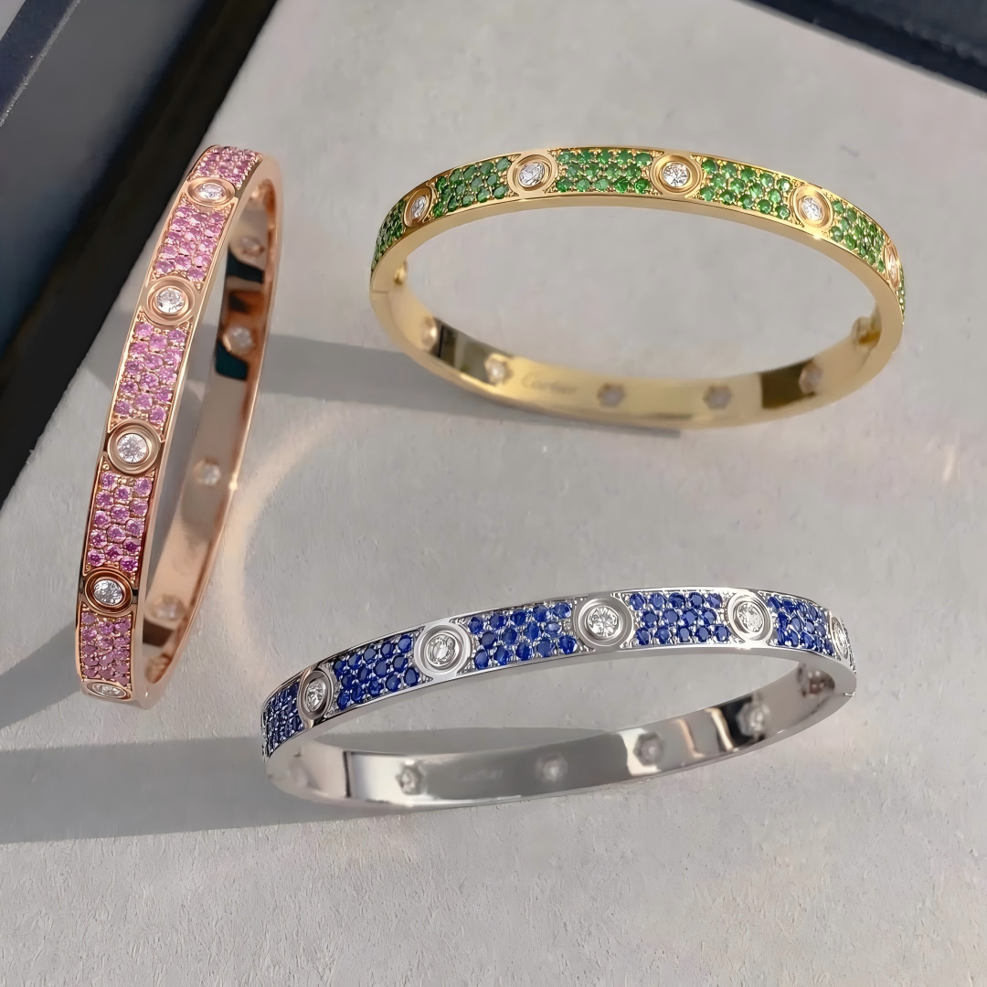 [Ornora Jewelry]2026 PAVE GEMSTONE LOVE BRACELET 6.1MM 10 DIAMONDS