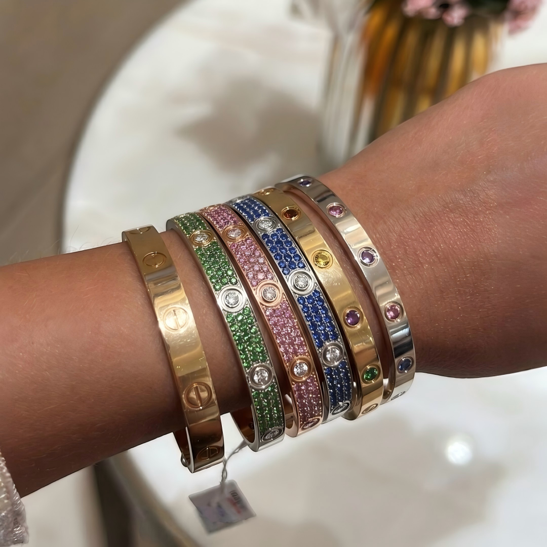 [Ornora Jewelry]2026 PAVE GEMSTONE LOVE BRACELET 6.1MM 10 DIAMONDS